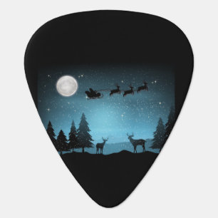 Adorable Reindeer At Night Guitar Pick