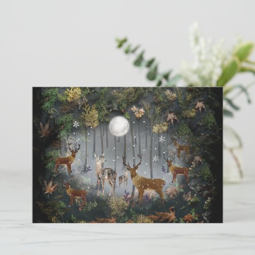  Adorable Reindeer At Night Holiday Card