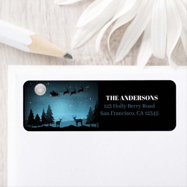 Adorable Reindeer At Night Label (Insitu)