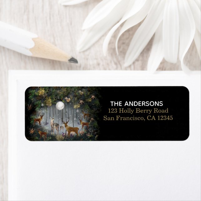 Adorable Reindeer At Night Label (Insitu)