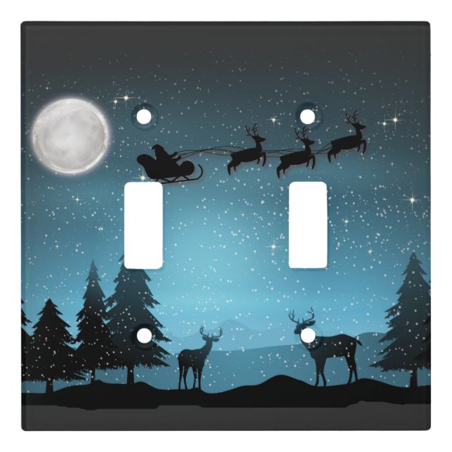 Adorable Reindeer At Night Light Switch Cover (Front)