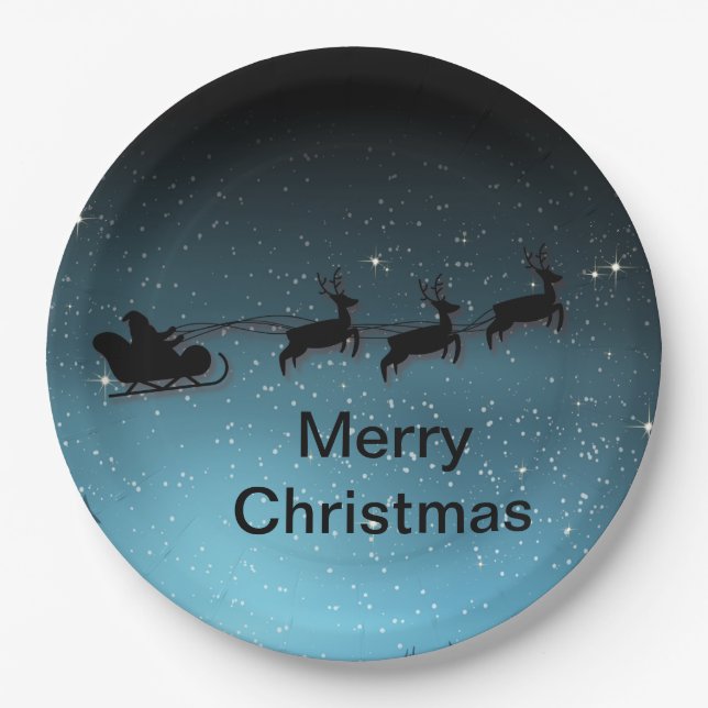 Adorable Reindeer At Night Paper Plates (Front)