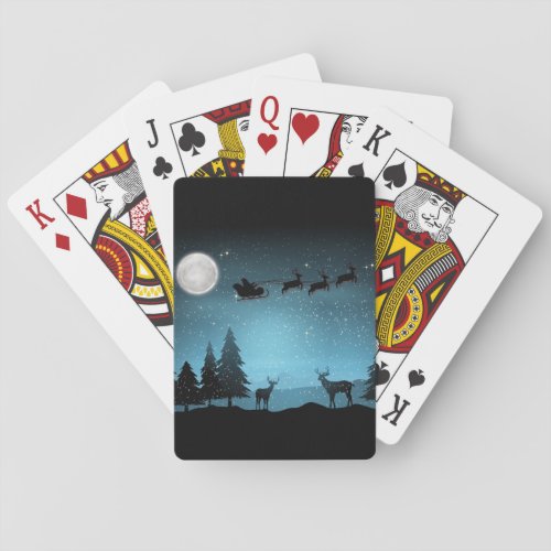 Adorable Reindeer At Night Playing Cards