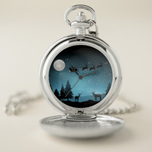 Adorable Reindeer At Night Pocket Watch