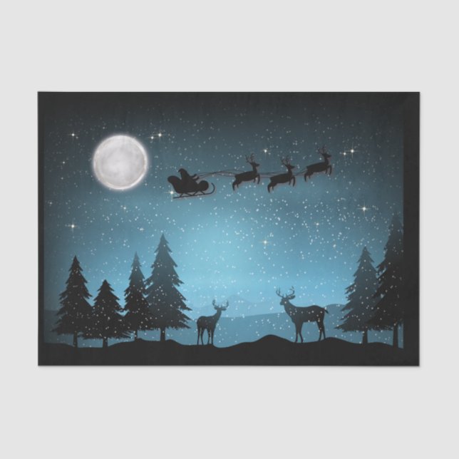 Adorable Reindeer At Night Tissue Paper (Front)
