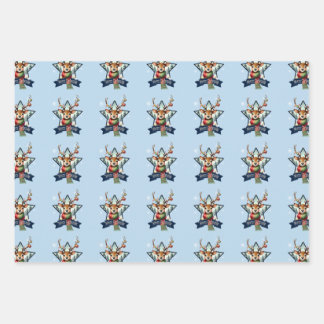 Adorable Reindeer Christmas multipack festive Wrapping Paper Sheets