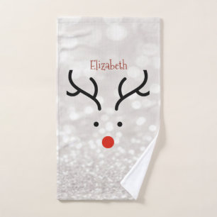 Adorable Reindeer Face,Bokeh     Bath Towel Set