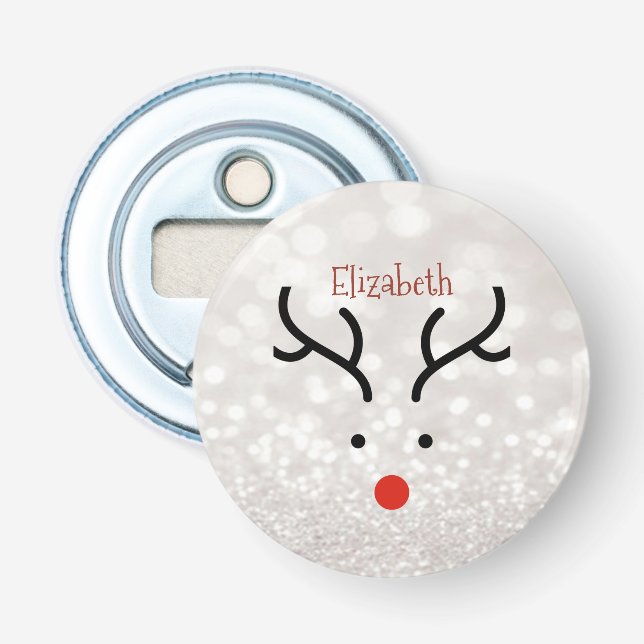 Adorable Reindeer Face,Bokeh   Bottle Opener (Front)