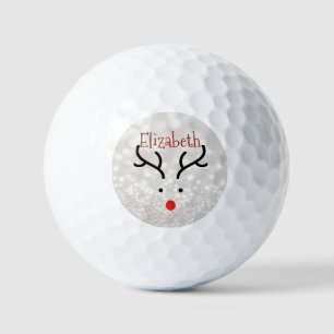 Adorable Reindeer Face,Bokeh Golf Balls