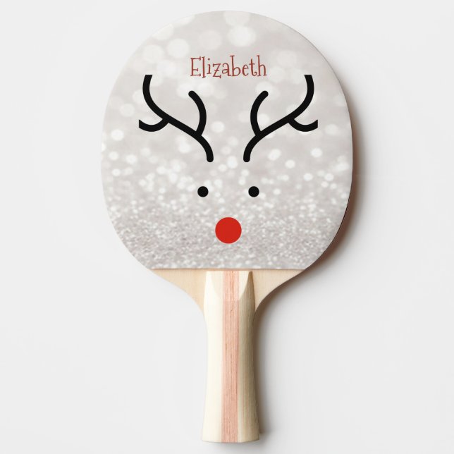 Adorable Reindeer Face,Bokeh  Ping Pong Paddle (Front)