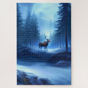 Adorable Reindeer Winter Wonderland Holiday  Jigsaw Puzzle