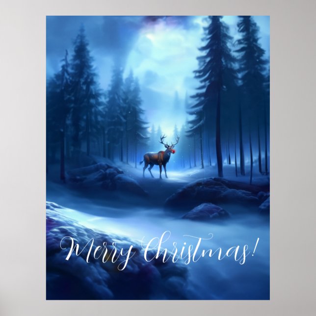 Adorable Reindeer Winter Wonderland Holiday  Poster (Front)