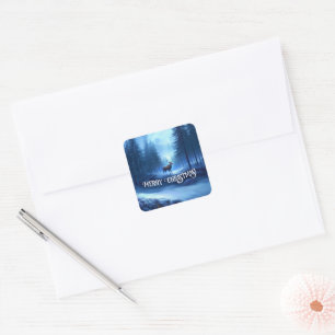 Adorable Reindeer Winter Wonderland Holiday  Square Sticker