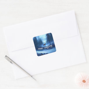 Adorable Reindeer Winter Wonderland Holiday  Square Sticker