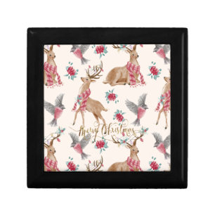 Adorable Reindeers, Birds, Flowers Gift Box