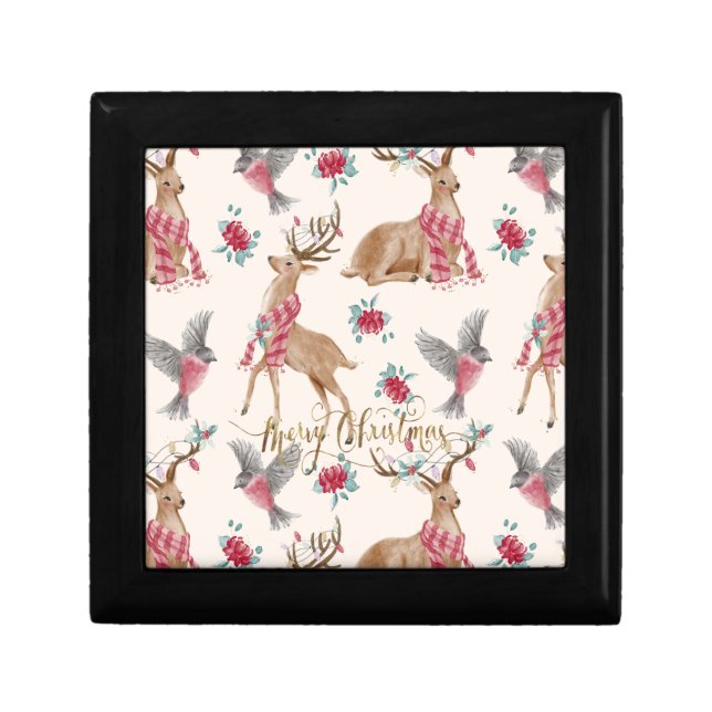 Adorable Reindeers, Birds, Flowers Gift Box (Front)