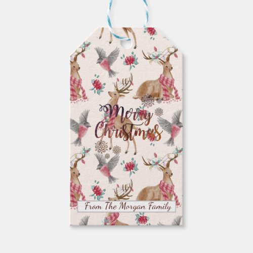 Adorable ReindeersBirdsFlowers  Gift Tags