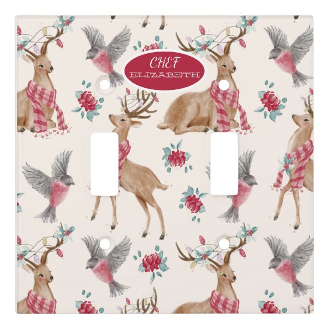 Adorable Reindeers,Birds,Flowers   Light Switch Cover (Front)