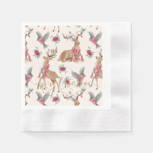 Adorable Reindeers,Birds,Flowers   Napkins