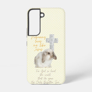 Adorable Religious Yellow Dot Bunny Floral Cross Samsung Galaxy S22 Case