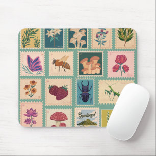 Adorable retro Botanical and insects Vintage Mouse Pad