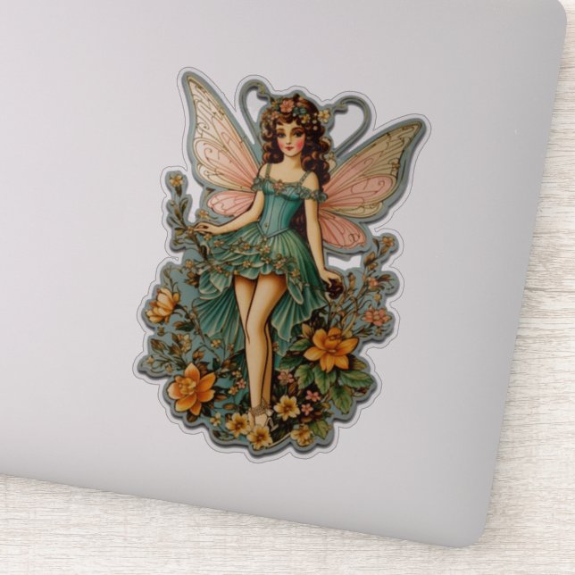 Adorable Retro  Fairy Sticker (Detail)