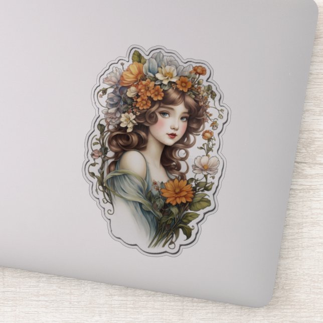 Adorable Retro  Fairy Sticker (Detail)