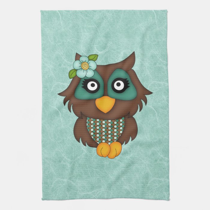 Adorable Retro Green Owls Towels