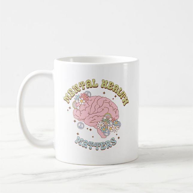 Adorable Retro Mental Health Matters Coffee Mug (Left)