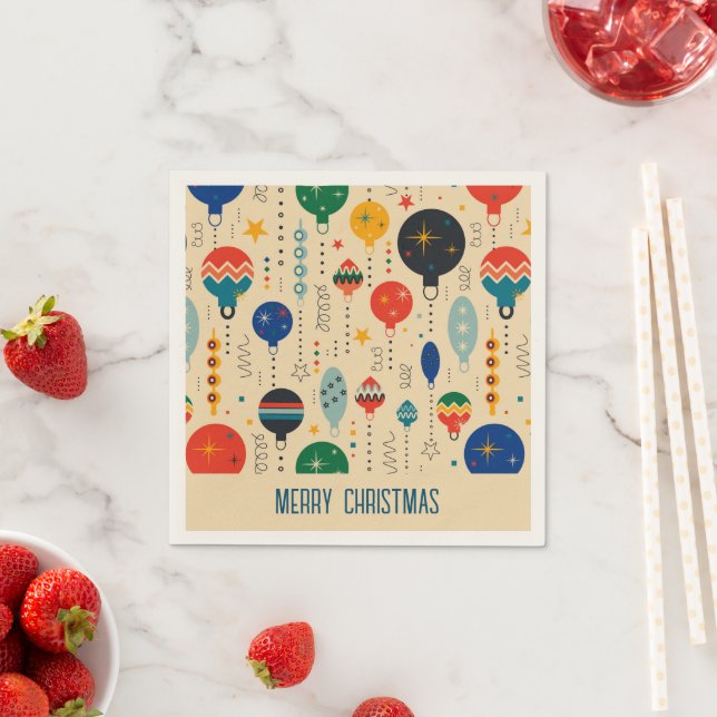 Adorable retro pattern Ornaments Merry Christmas Napkins (Insitu)