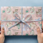 Adorable Retro Pink Green Christmas Wrapping Paper<br><div class="desc">Adorable Retro Pink Green Christmas Gift Wrapping Paper — This uniquely precious light pink holiday girl wrap features a seamless repeating pattern of festive retro character s,  objects and decor,  reimagined and ready for Christmas.</div>