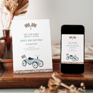 Adorable Retro Race Car Birthday Invitation