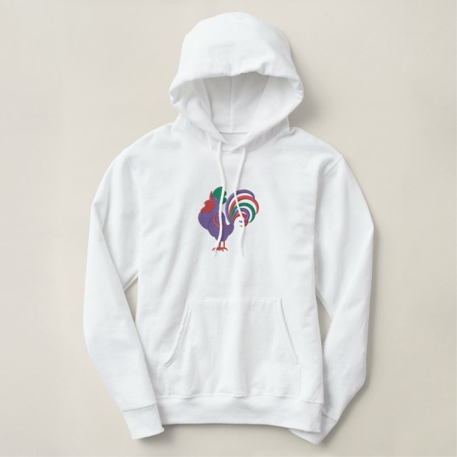 Adorable Retro Rooster Embroidered Sweatshirt (Design Front)
