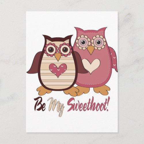 Adorable Retro Valentine Owls Tees and Gifts Holiday Postcard