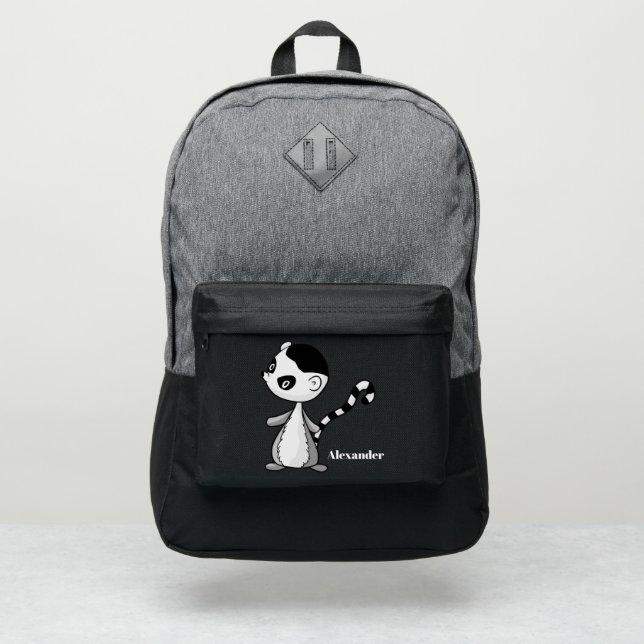 Adorable Ring Tailed Lemur Personalized Port Authority® Backpack (Front)
