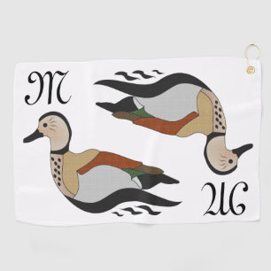 Adorable Ringed Teal Duck Swimming Golf Towel
