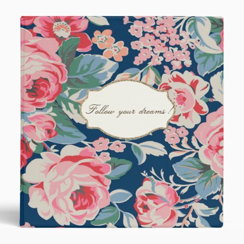 Adorable  Romantic Flowers _Motivational Message 3 Ring Binder