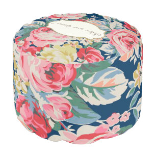 Adorable Romantic Flowers -Motivational Message Pouf
