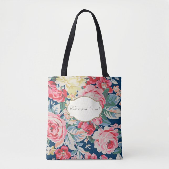 Adorable  Romantic Flowers -Motivational Message Tote Bag (Front)