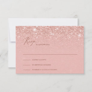 Adorable rose gold gliter sparkles wedding rsvp