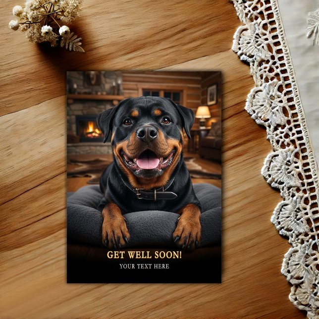 Adorable Rottweiler Get Well Postcard (Creator Uploaded)