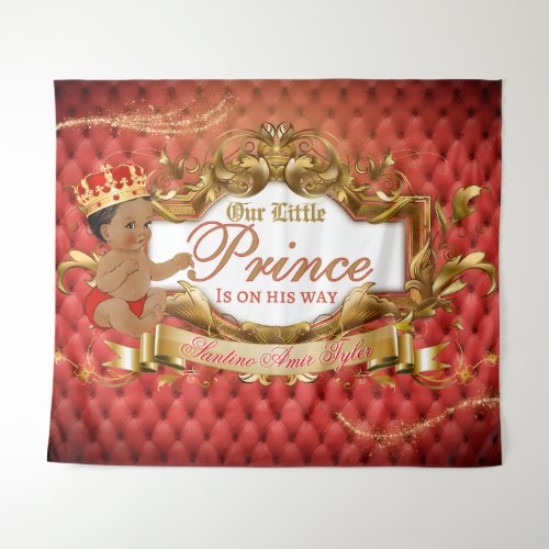 Adorable Royal African Prince Red  Gold Backdrop