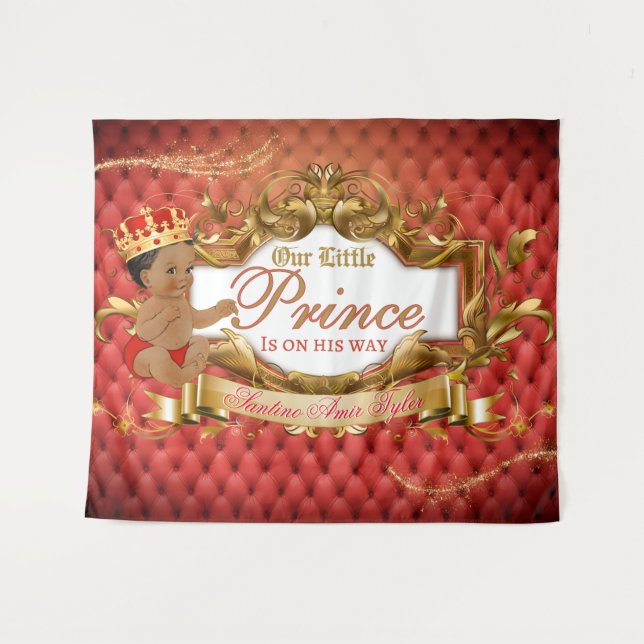 Adorable Royal African Prince Red & Gold Backdrop (Front (Horizontal))
