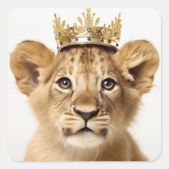 Adorable Royal Dress Up King Lion Sticker (Front)