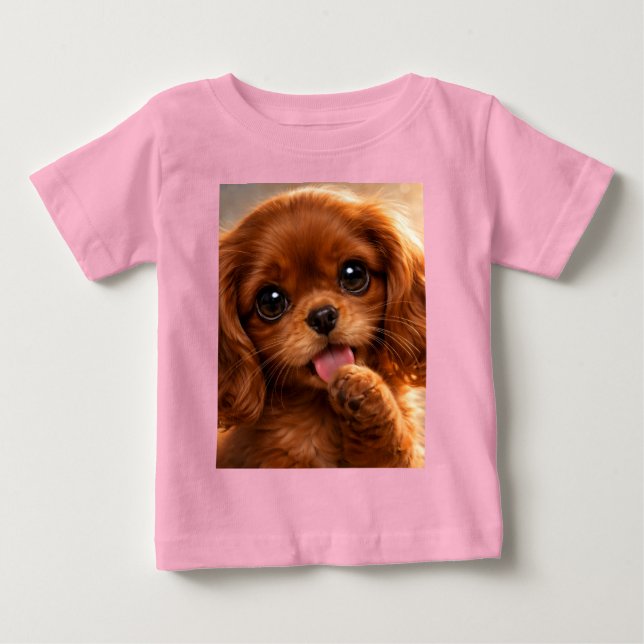 Adorable Ruby Cavalier Spaniel Baby T-Shirt (Front)