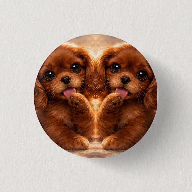 Adorable Ruby Cavalier Spaniel Button (Front)
