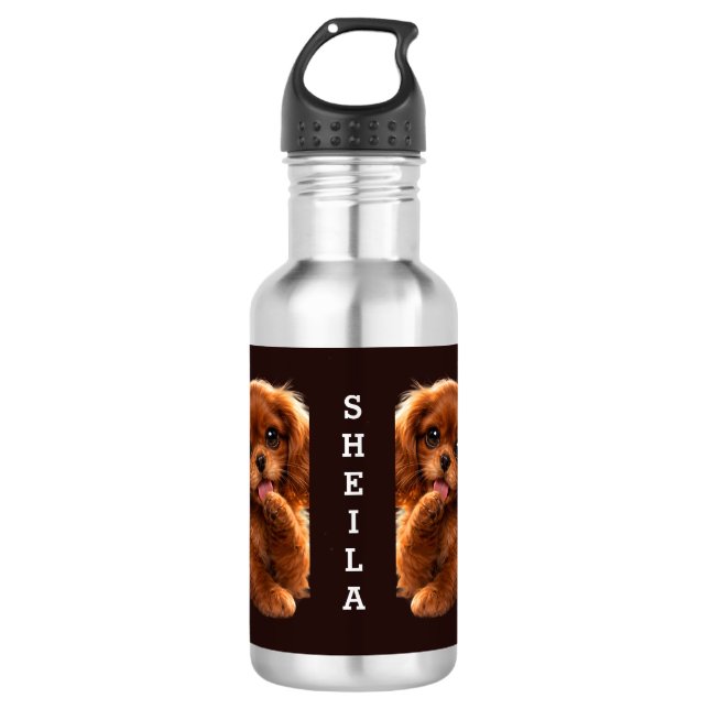 Adorable Ruby Cavalier Spaniel Stainless Steel Water Bottle (Front)