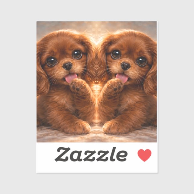 Adorable Ruby Cavalier Spaniel Sticker (Sheet)