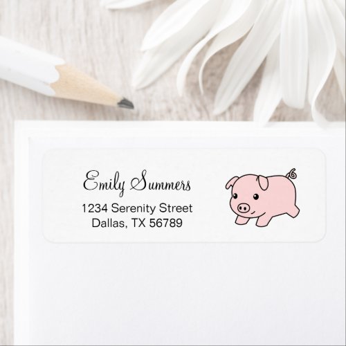 Adorable Running Piglet Pig Label