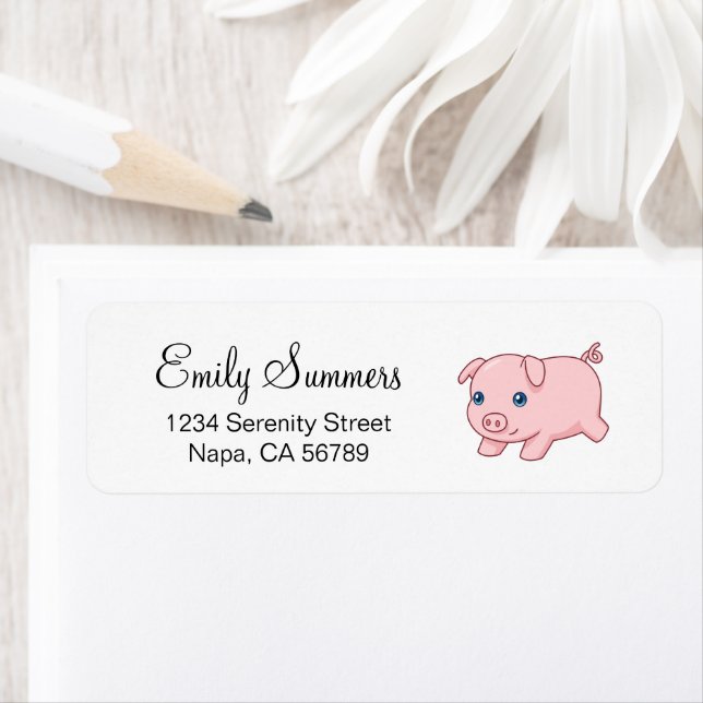 Adorable Running Piglet Pig Label (Insitu)